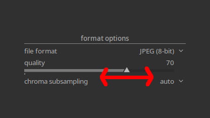 An image of the quality slider for JPEG in Darktable